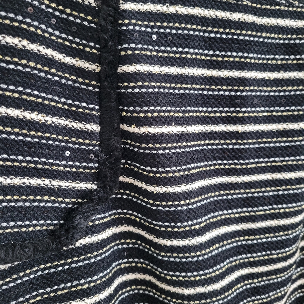 Mo:Vint New York Anthropologie Knit Skirt Women XS Black White Gold Striped Knit - Picture 3 of 9